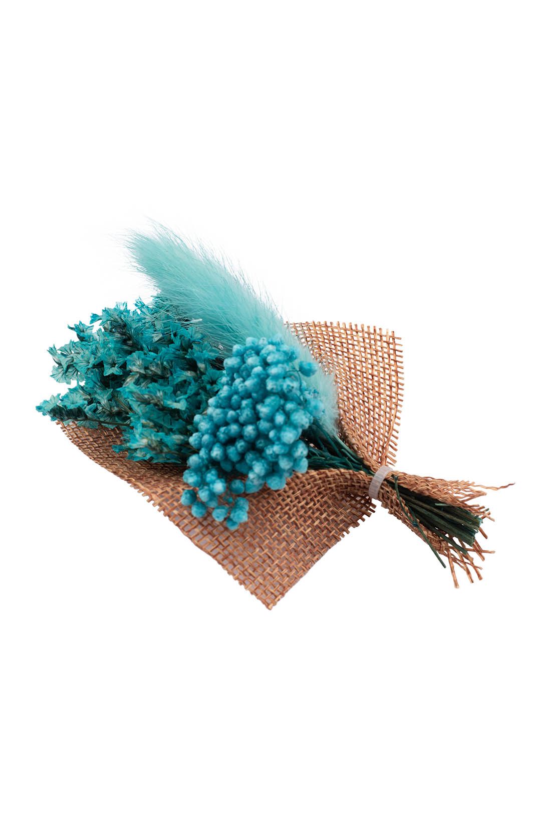 Babys Breath Teal Flower with Blue Feather Wedding Boutonniere for Men
