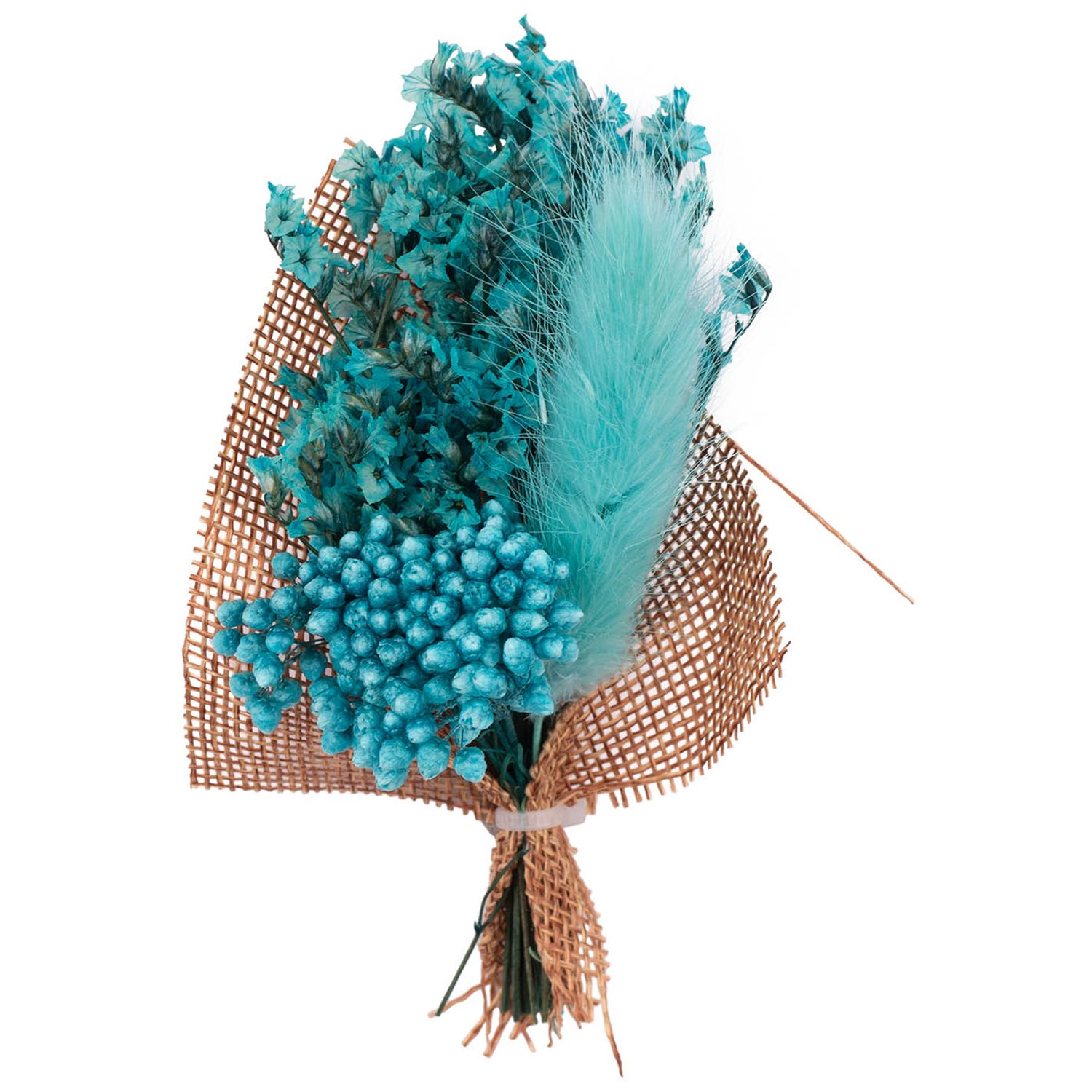 Babys Breath Teal Flower with Blue Feather Wedding Boutonniere for Men
