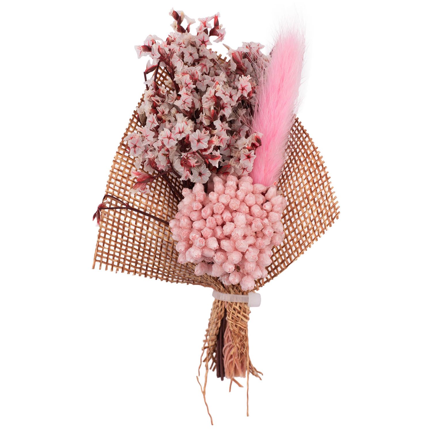 Babys Breath White Flower with Pink Feather Wedding Boutonniere for Men
