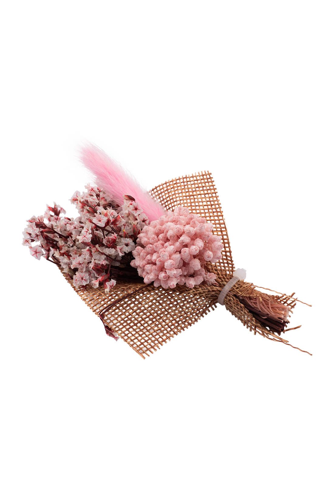 Babys Breath White Flower with Pink Feather Wedding Boutonniere for Men