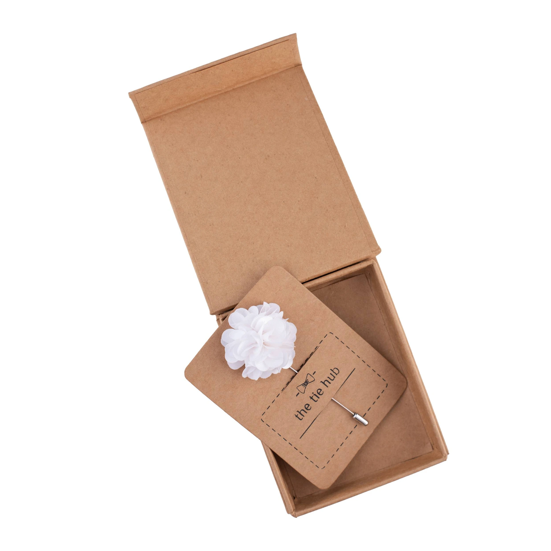 White Marigold Flower Lapel Pin for Men