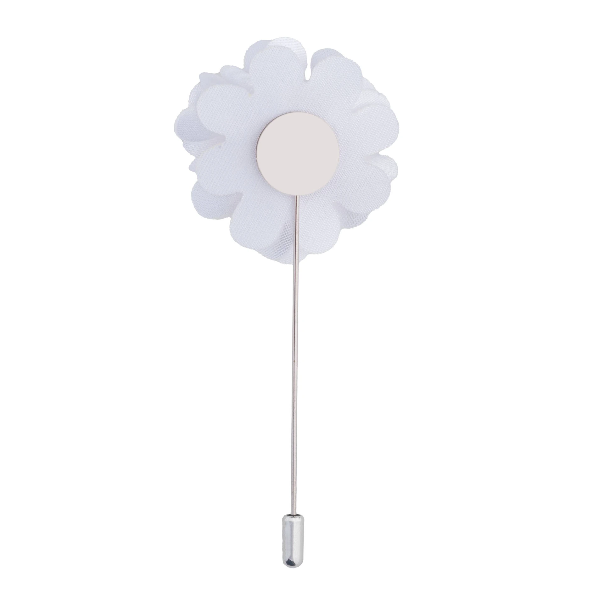 White Marigold Flower Lapel Pin for Men