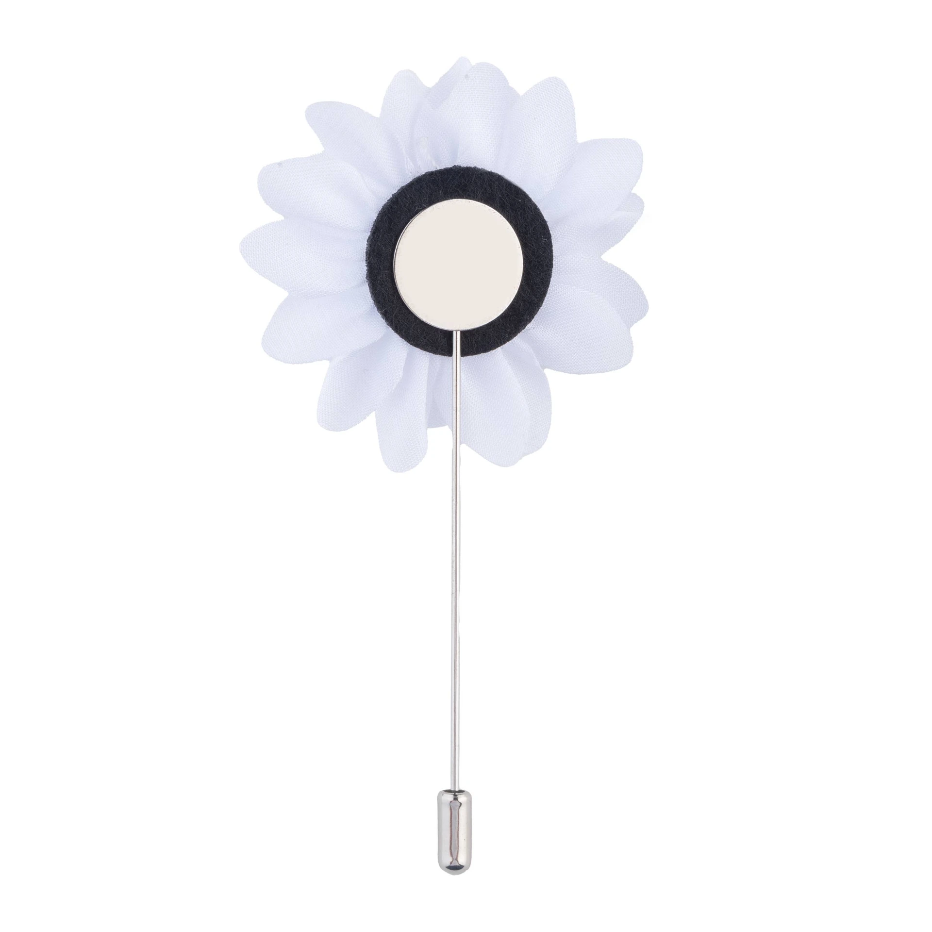 White Dahlia Flower Lapel Pin for Men