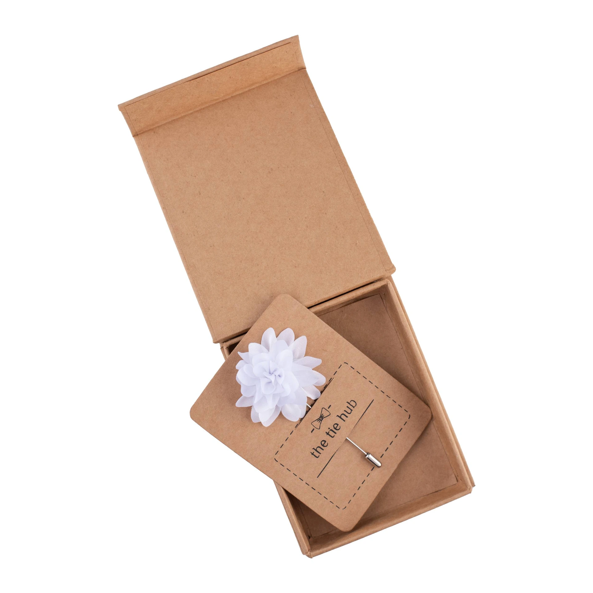 White Dahlia Flower Lapel Pin for Men