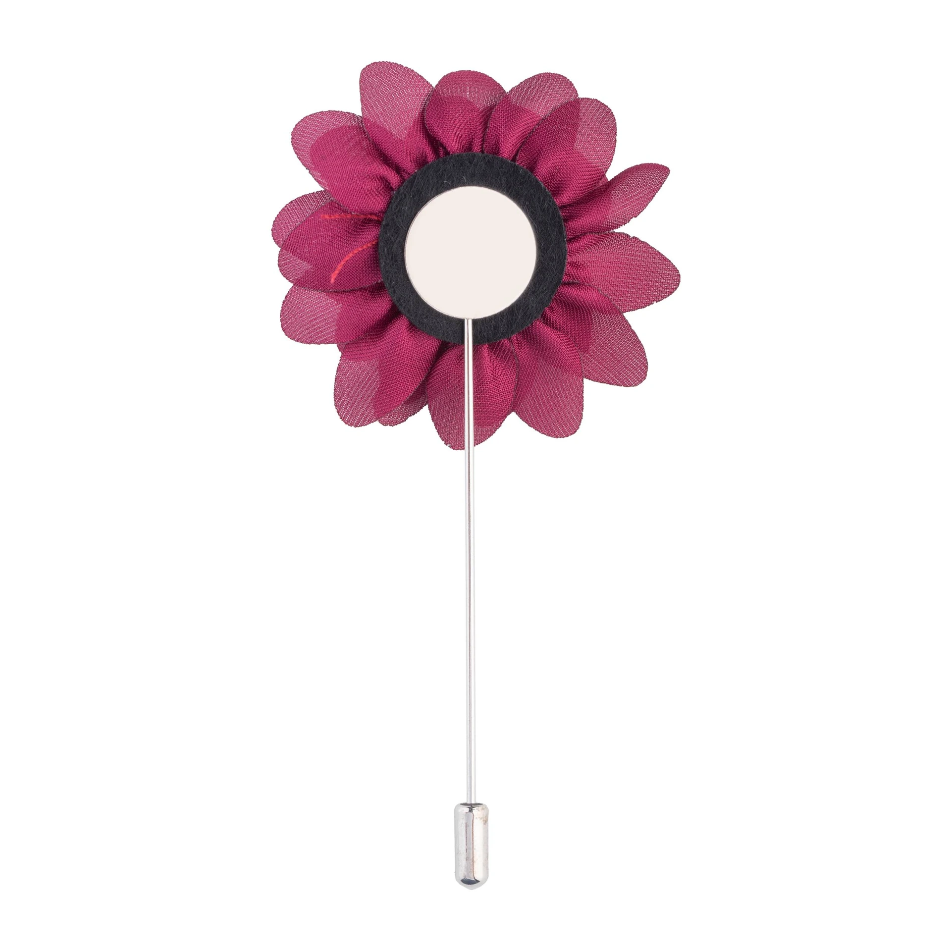 Burgundy Dahlia Flower Lapel Pin for Men
