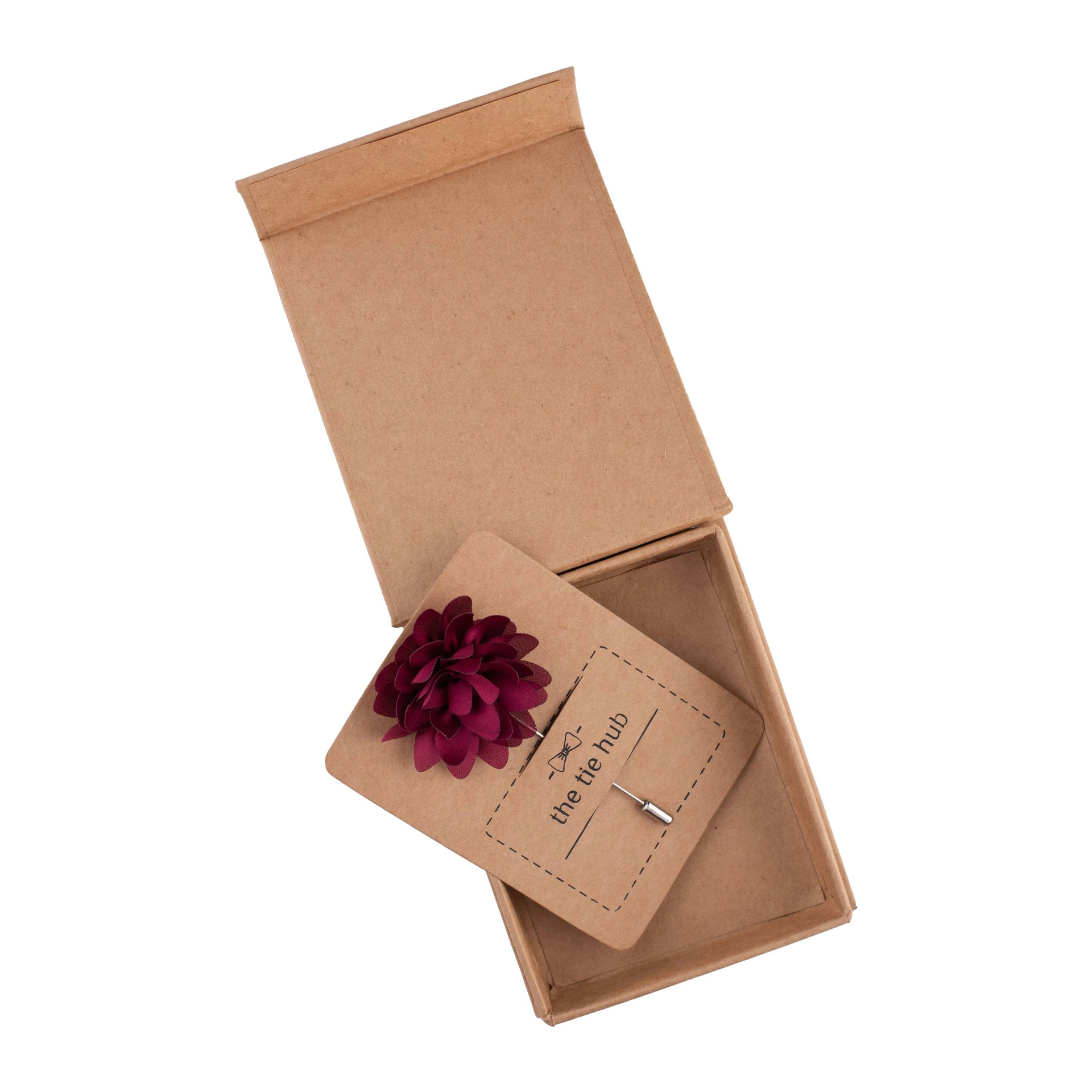 Burgundy Dahlia Flower Lapel Pin for Men