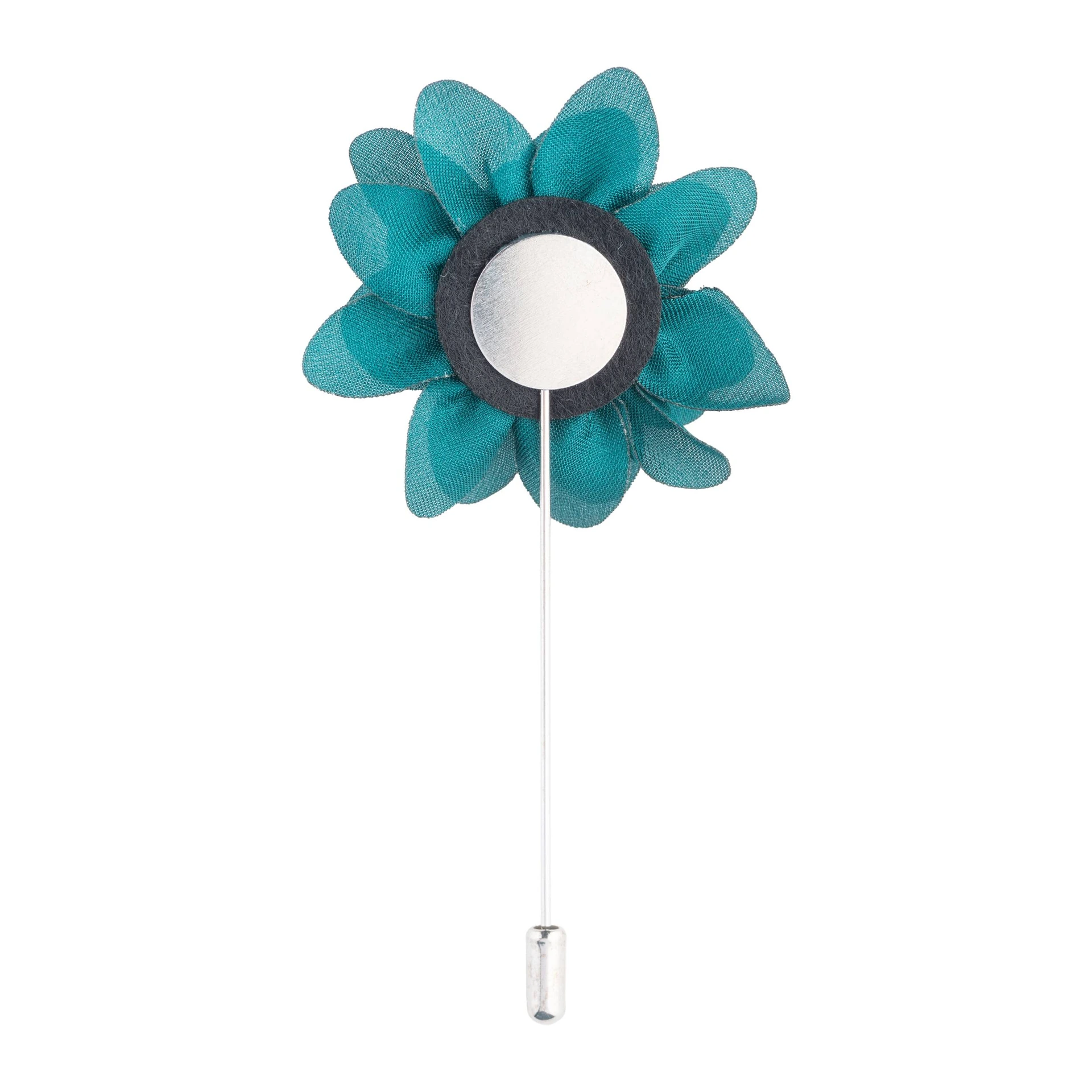 Bottle Green Dahlia Flower Lapel Pin for Men