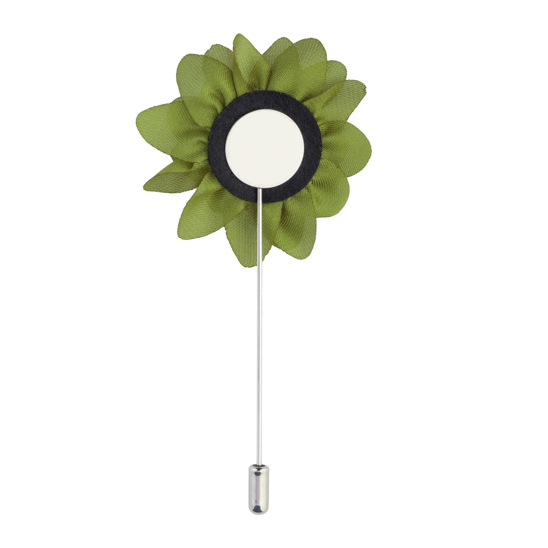 Olive Green Dahlia Flower Lapel Pin for Men