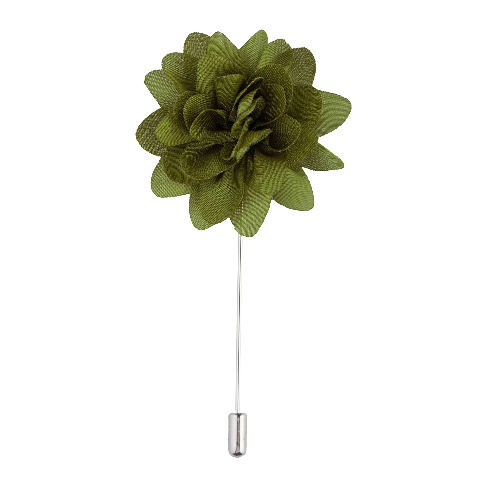 Olive Green Dahlia Flower Lapel Pin for Men
