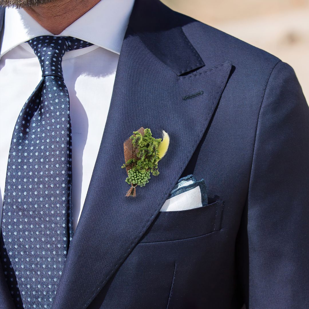 Baby Breath Green Flower Boutonniere for Men