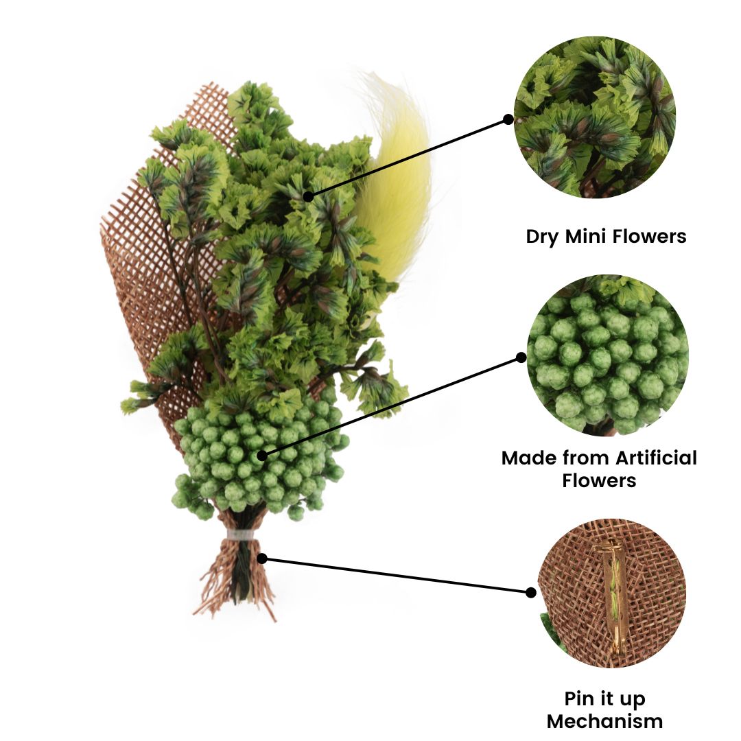 Baby Breath Green Flower Boutonniere for Men