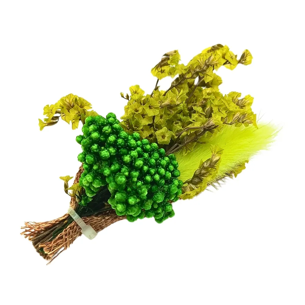 Green Artificial Flower Boutonniere with Berry Accents for Weddings and Events for Men