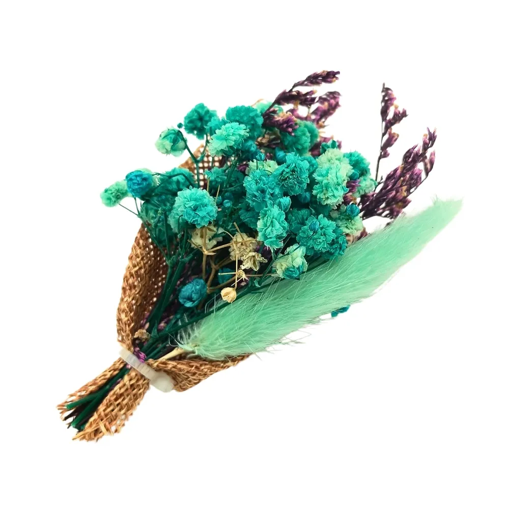 Teal Green and Purple Artificial Flower Boutonniere for Weddings and Events for Men