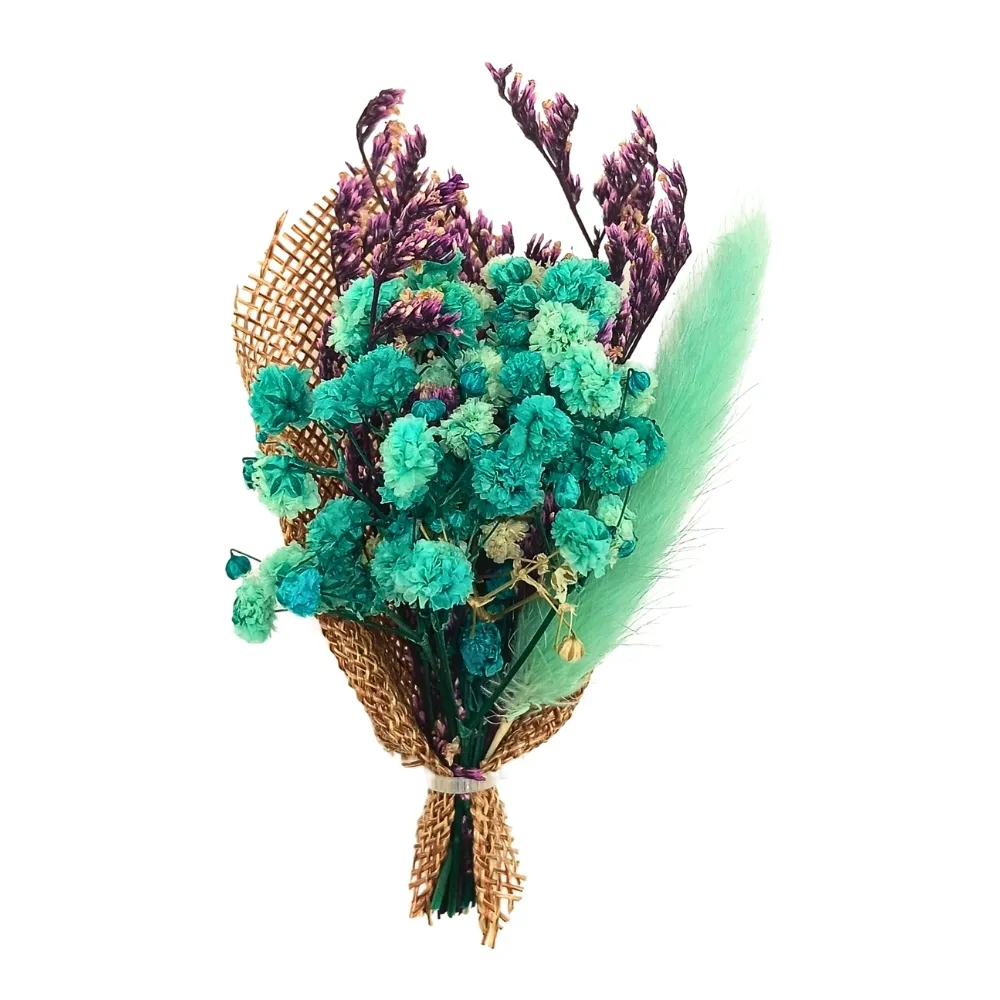 Teal Green and Purple Artificial Flower Boutonniere for Weddings and Events for Men