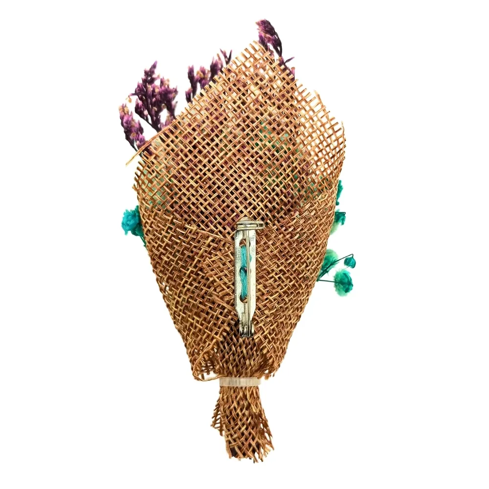 Teal Green and Purple Artificial Flower Boutonniere for Weddings and Events for Men