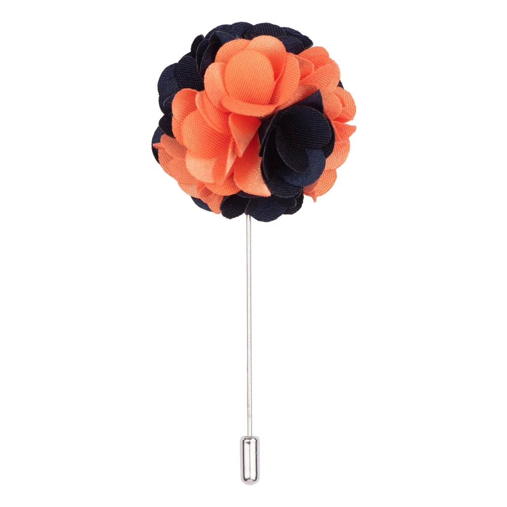 Orange and Blue Marigold with White Marigold Flower Lapel Pin Combo for Men