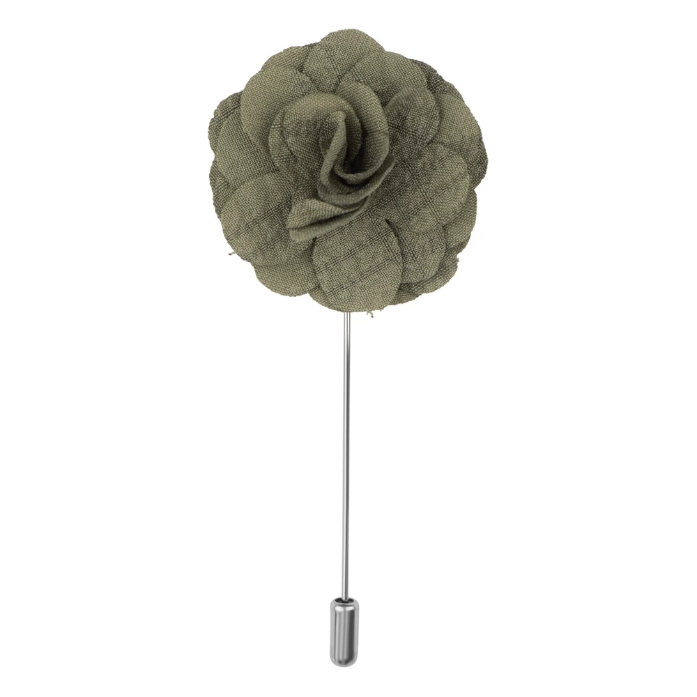 Crocus Green and White Dahlia Flower Lapel Pin Combo for Men
