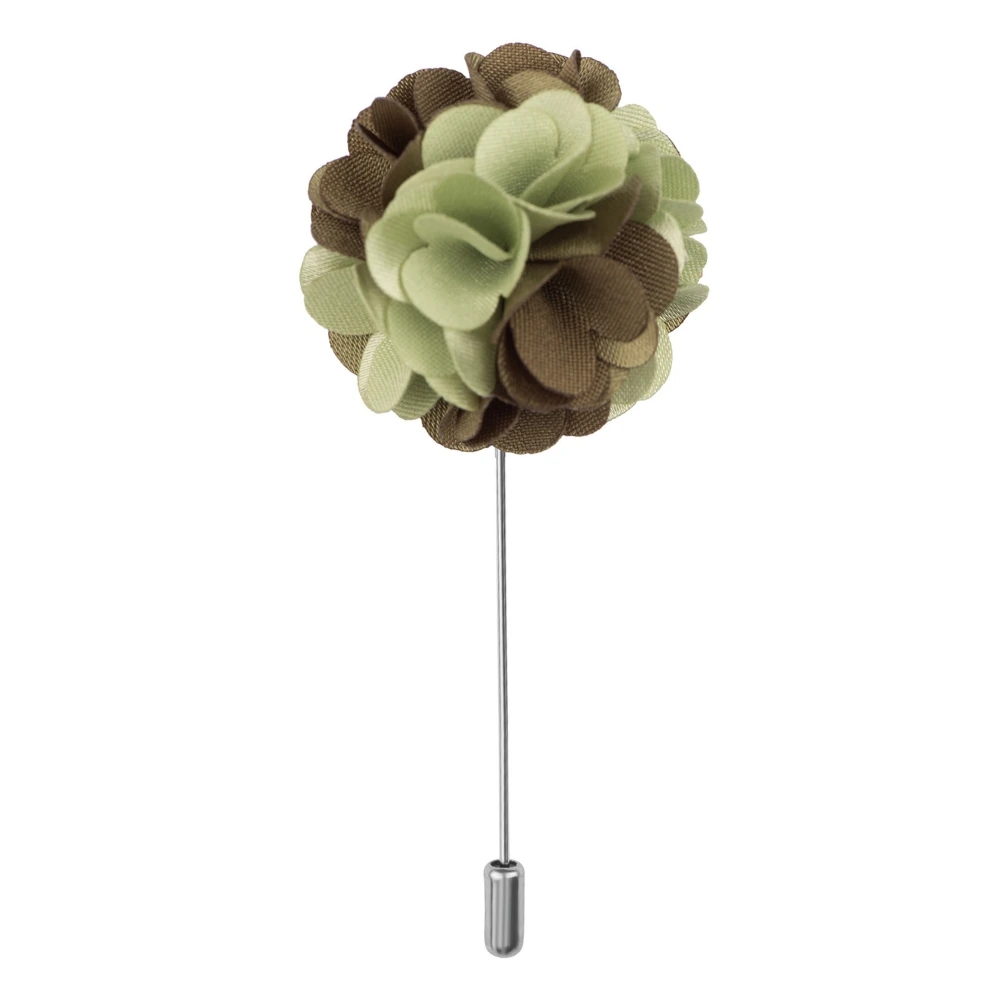 Marigold Green and White Dahlia Flower Lapel Pin Combo for Men