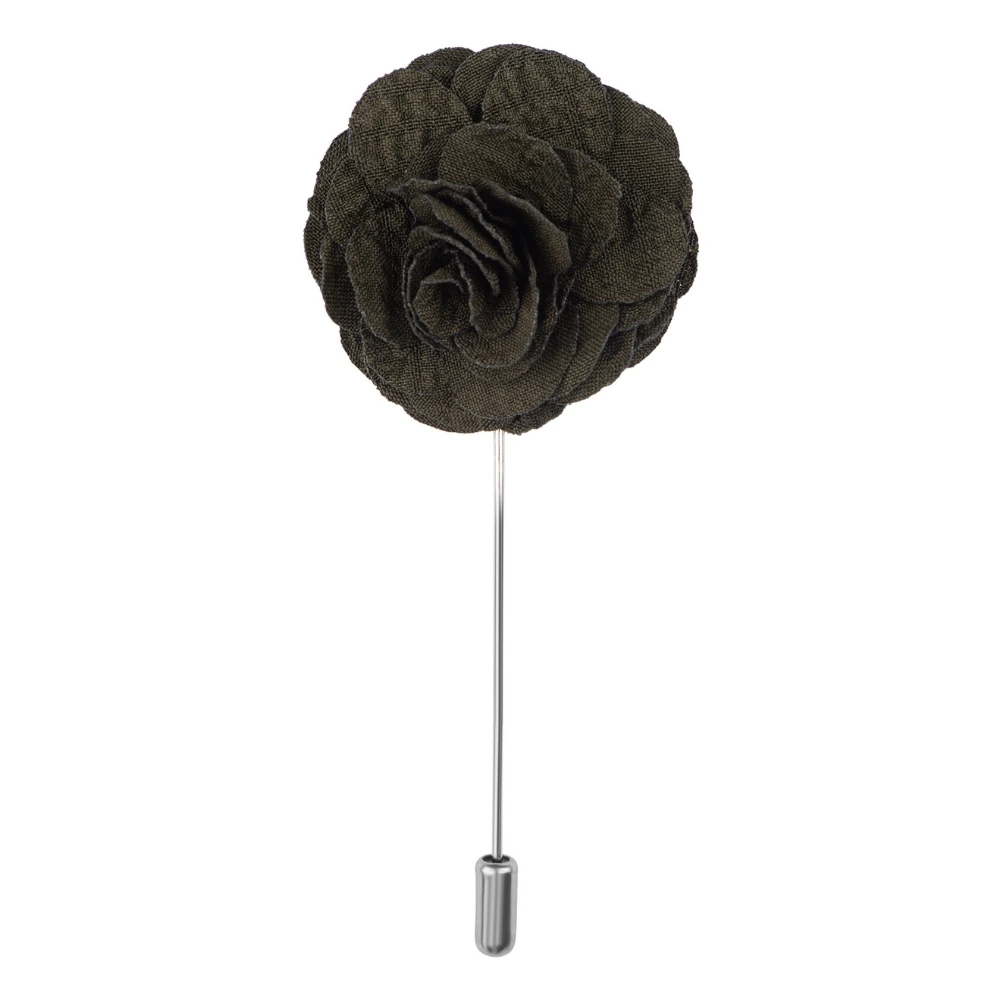 Crocus Olive Green and White Dahlia Flower Lapel Pin Combo for Men