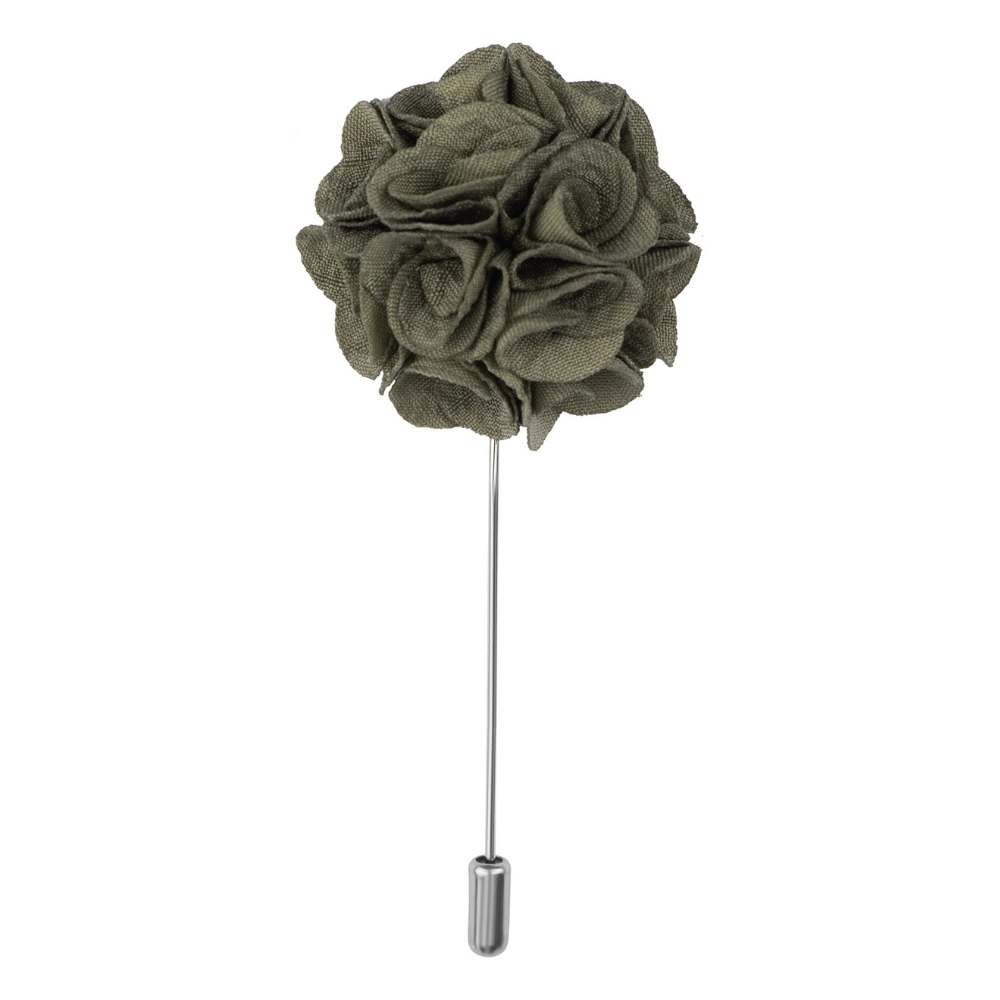 Pansy Green and White Dahlia Flower Lapel Pin Combo for Men