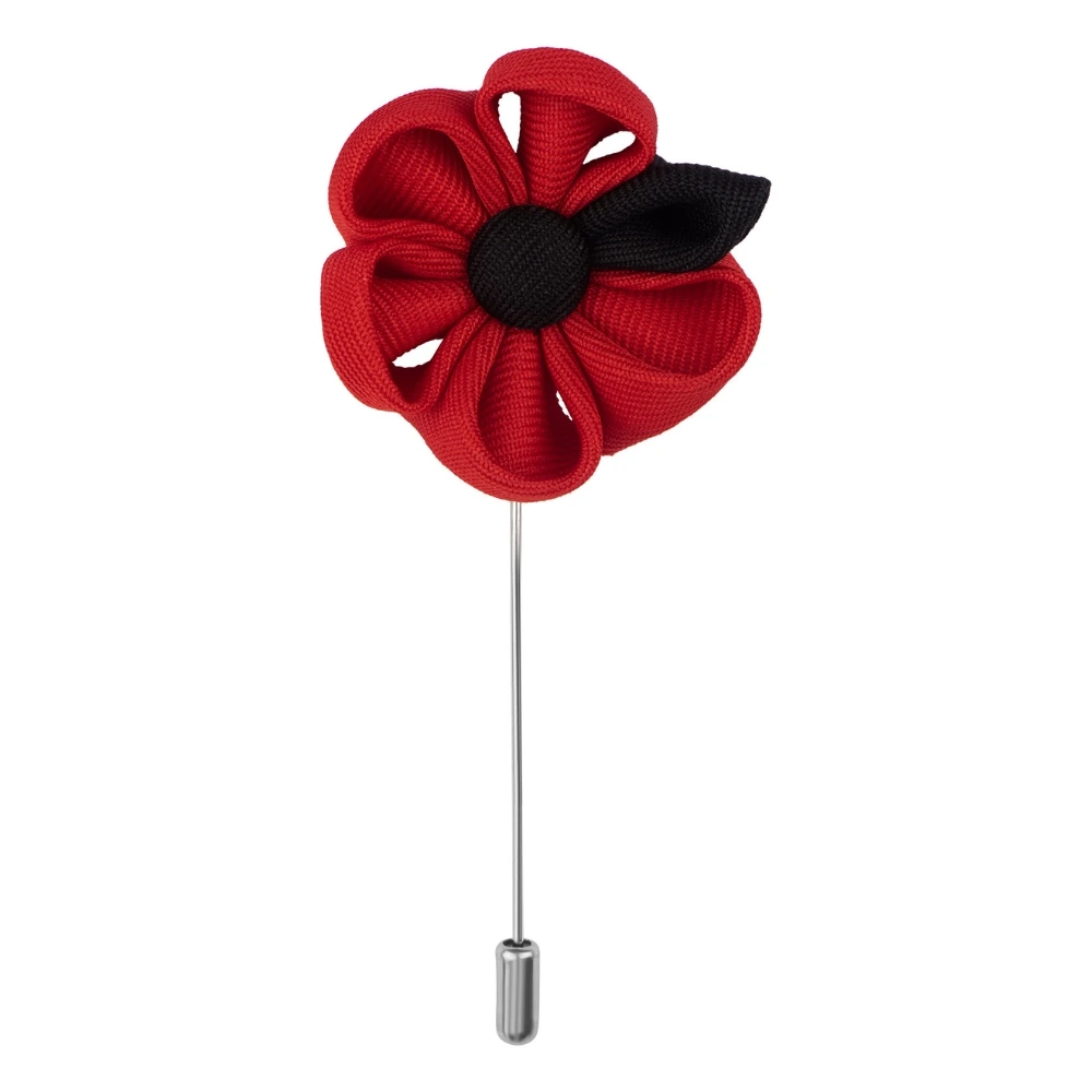Gazania Red and White Dahlia Flower Lapel Pin Combo for Men