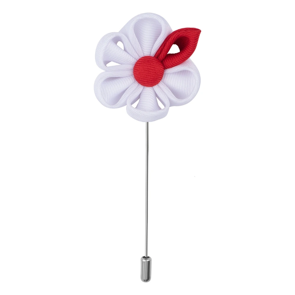 Gazania White and Dahilia White Flower Lapel Pin Combo for Men