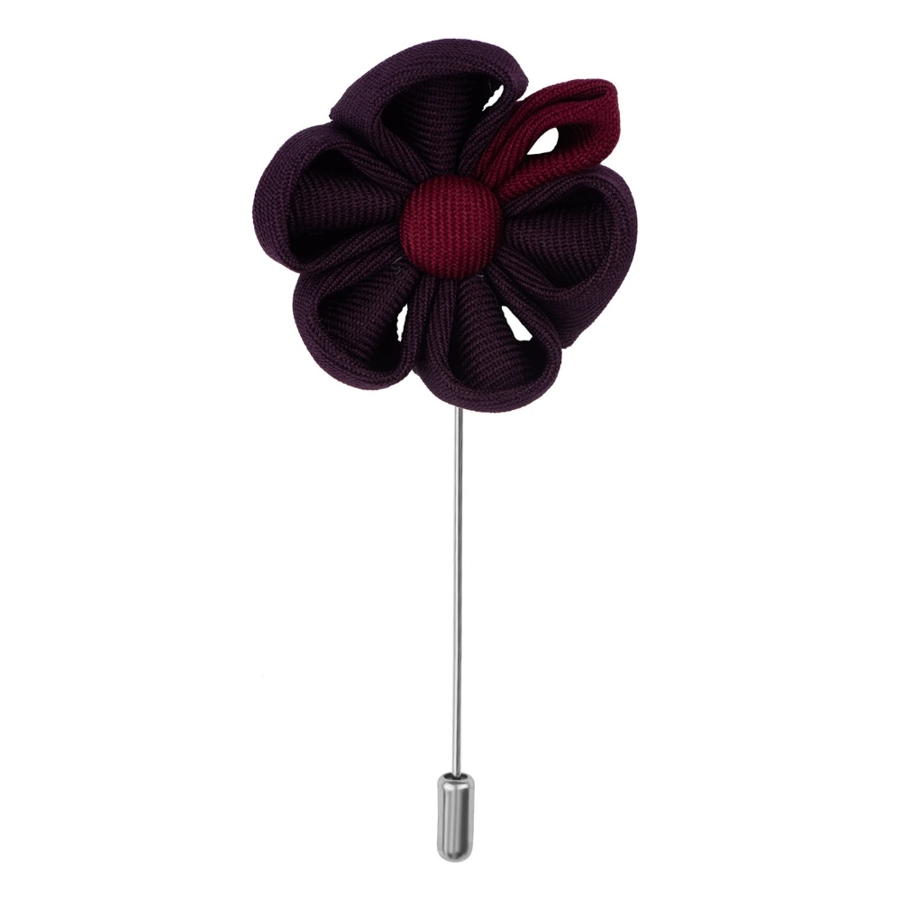 Gazania Purple and White Marigold Flower Lapel Pin Combo for Men