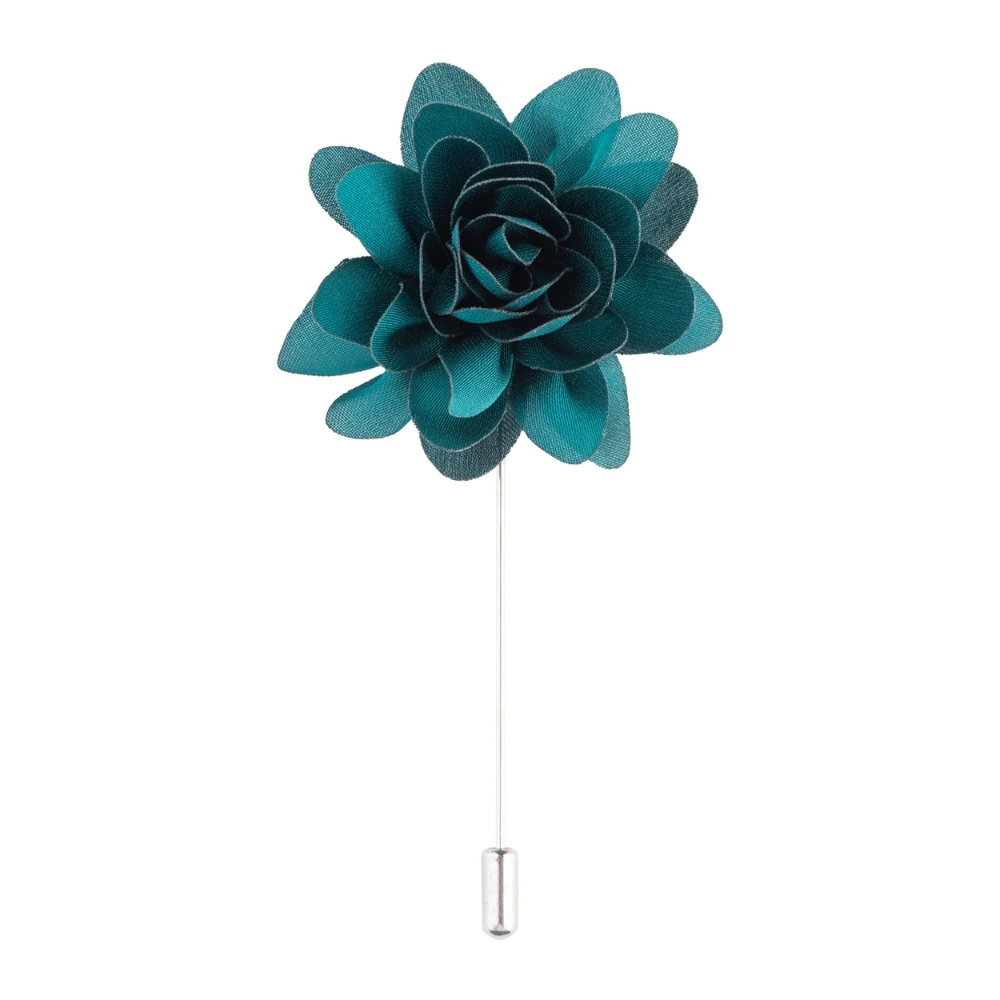 Bottle Green and White Marigold Flower Lapel Pin Combo for Men