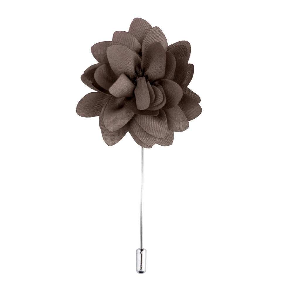 Brown and White Marigold Flower Lapel Pin Combo for Men