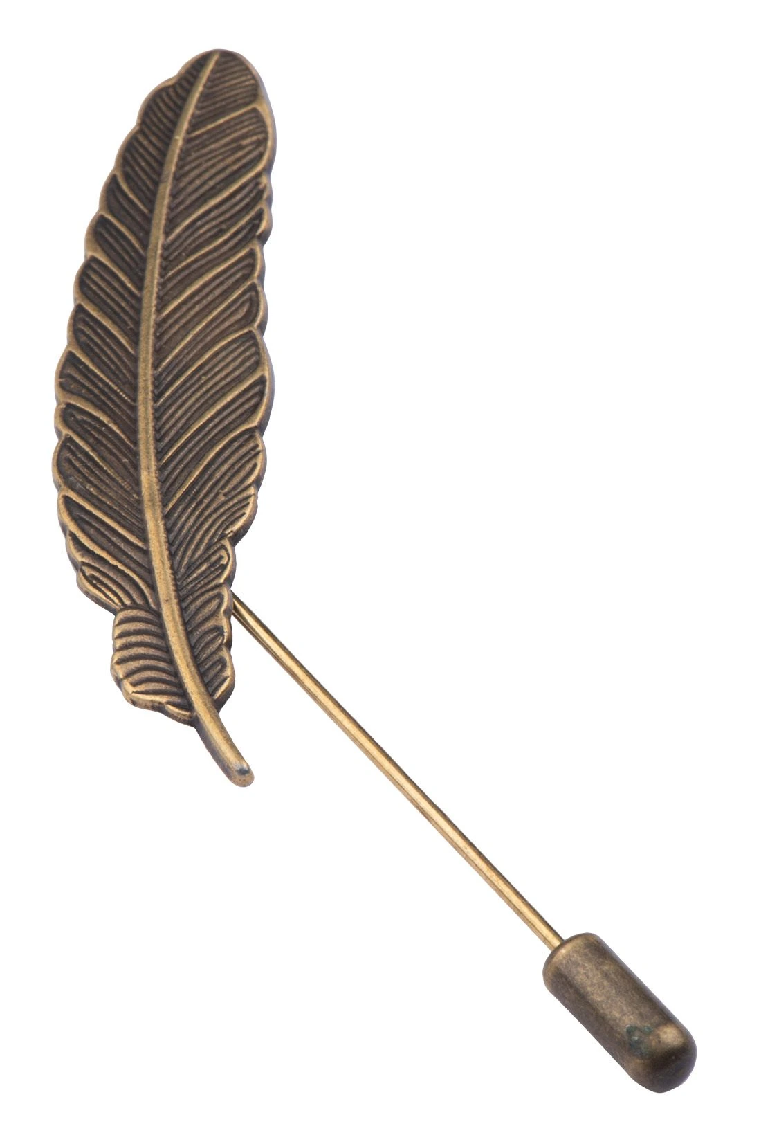Funky Feather Antique Brass Lapel Pin for Men