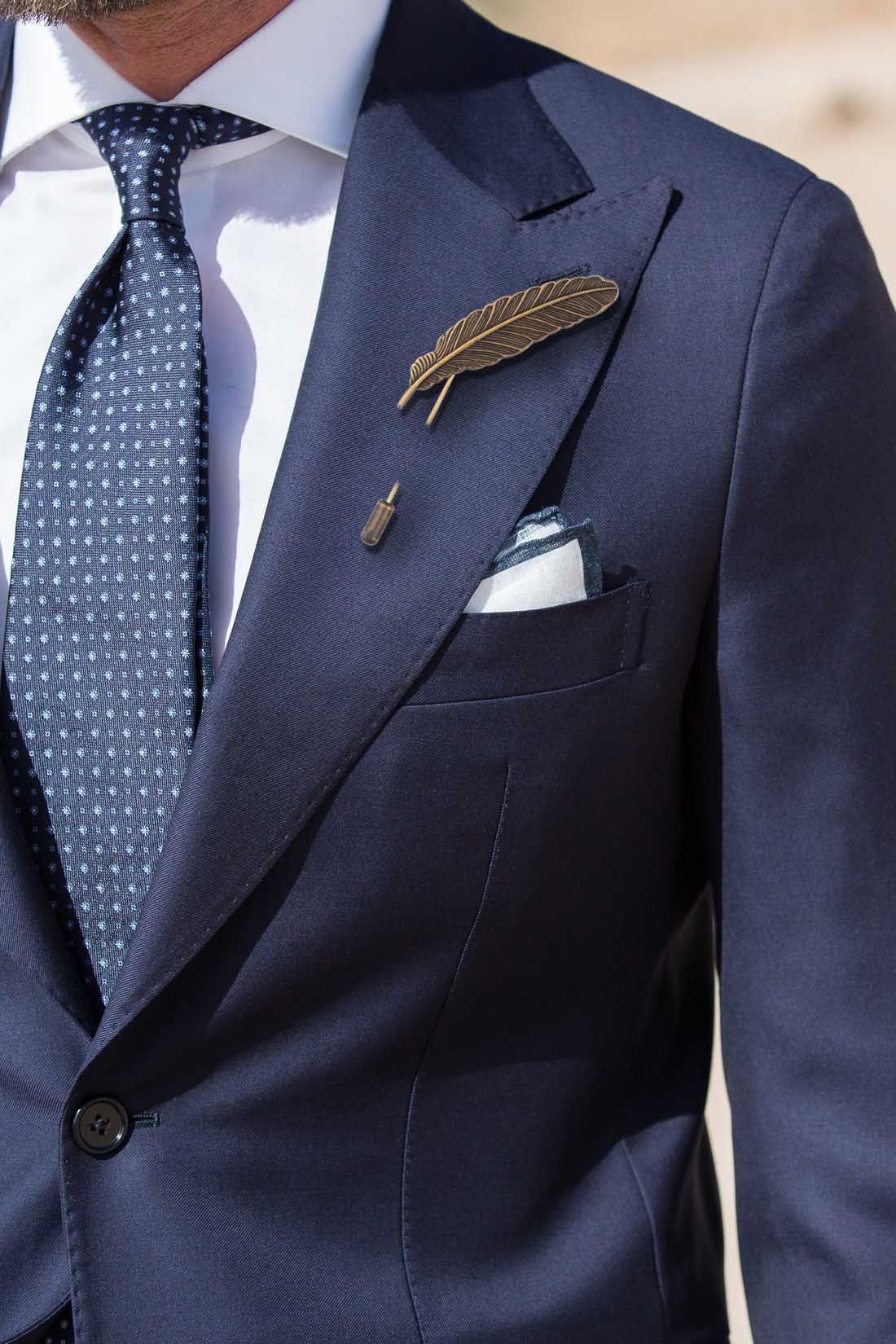 Funky Feather Antique Brass Lapel Pin for Men