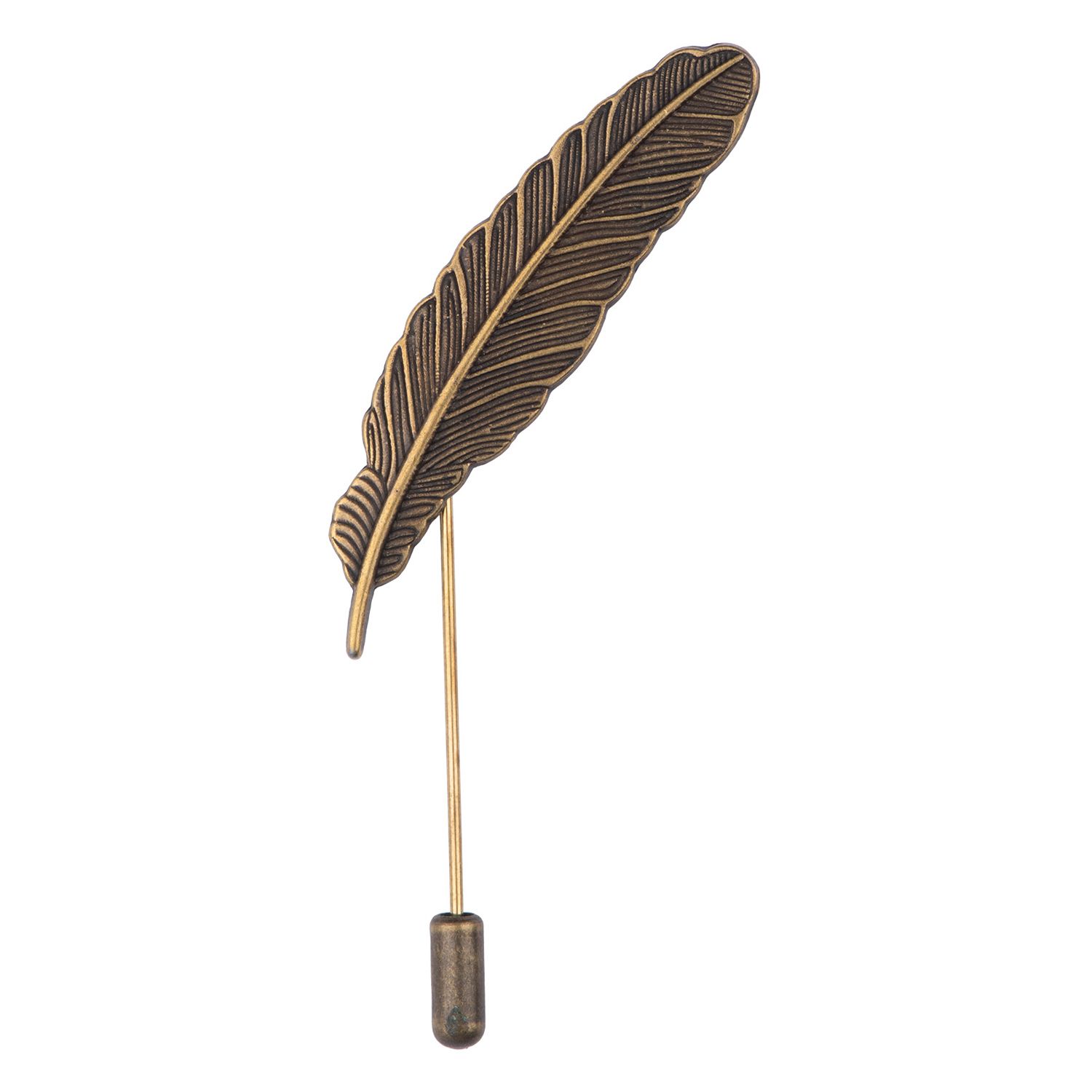 Funky Feather Antique Brass Lapel Pin for Men