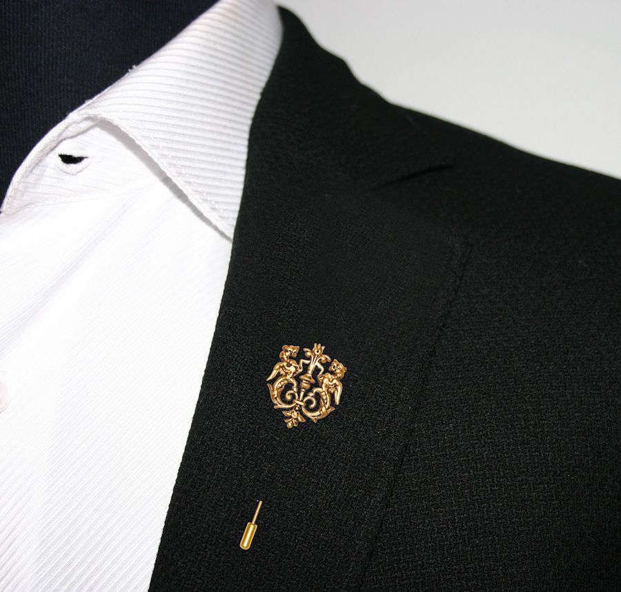 Victory Logo Antique Brass Lapel Pin for Men