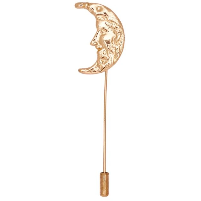 Moon King Gold Brass Lapel Pin for Men