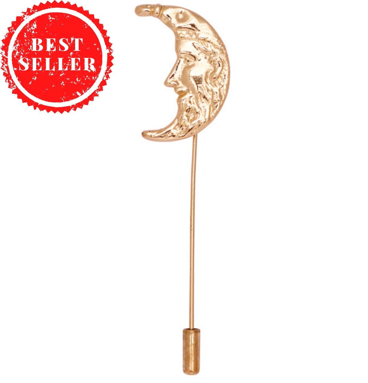Moon King Gold Brass Lapel Pin for Men