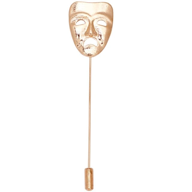 Mask Gold Brass Lapel Pin for Men