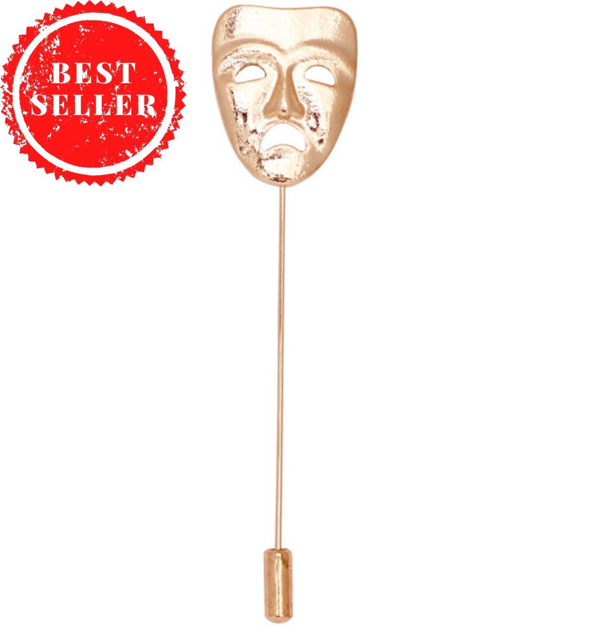 Mask Gold Brass Lapel Pin for Men