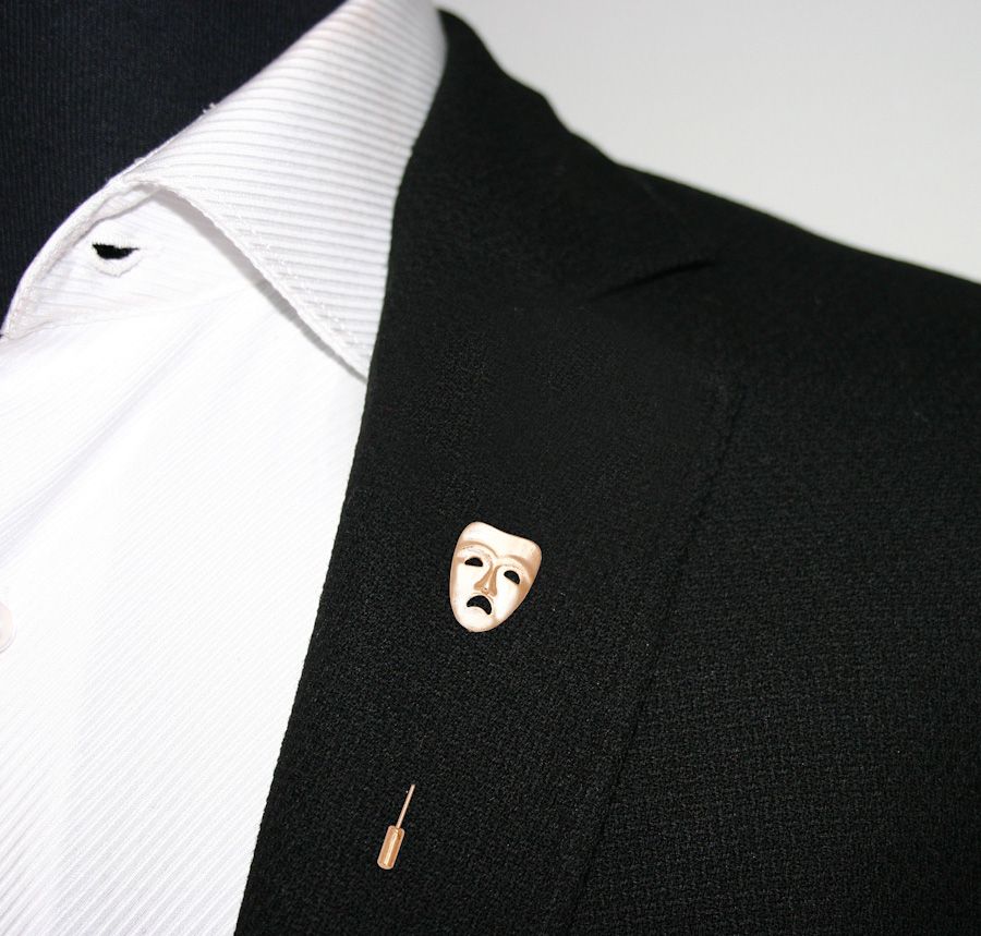 Mask Gold Brass Lapel Pin for Men