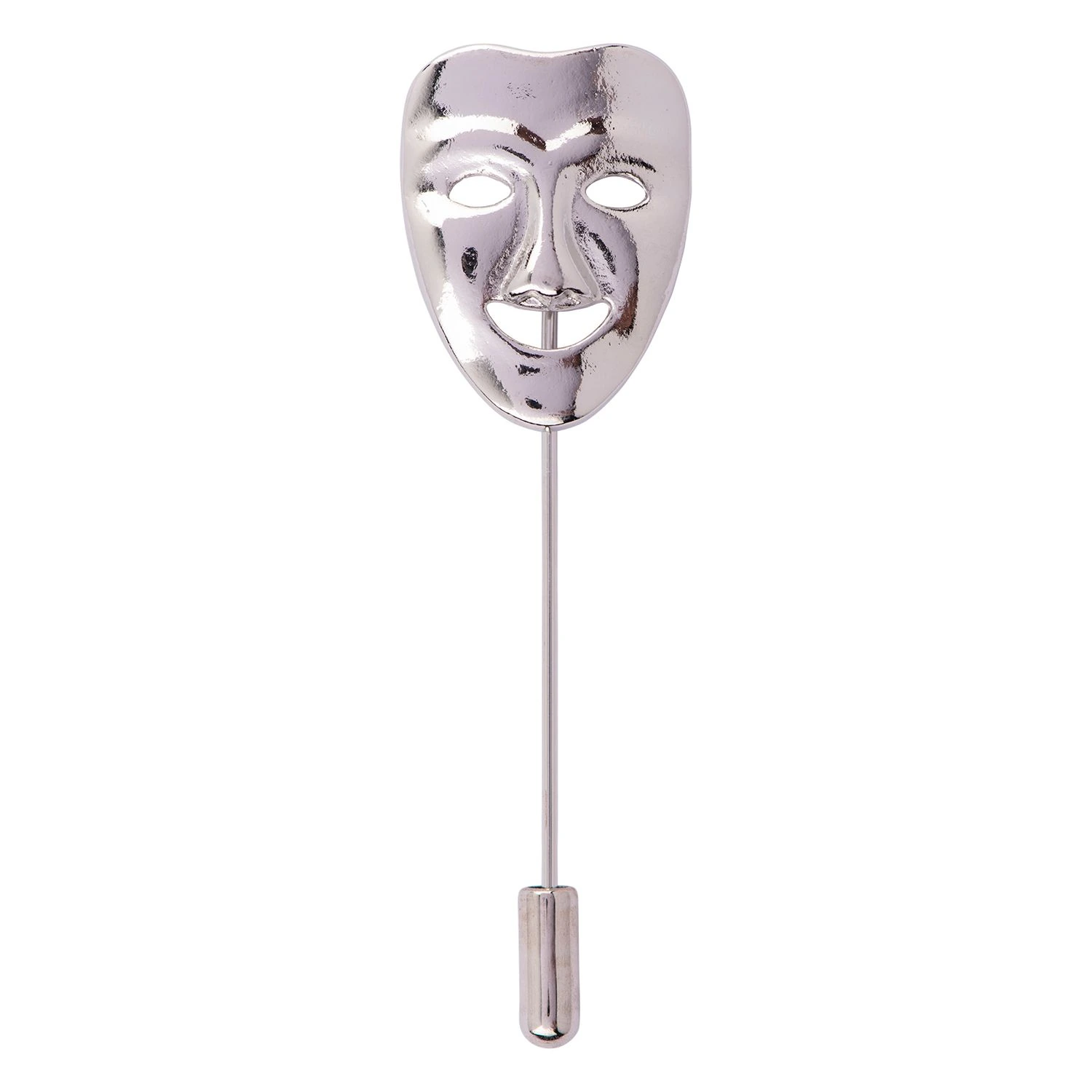 Mask Silver Brass Lapel Pin for Men