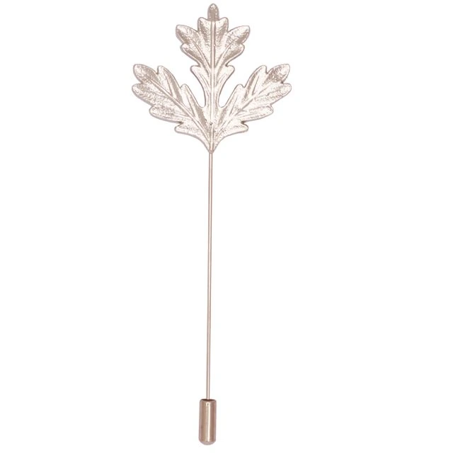 Winter Leaf Silver Brass Lapel Pin for Men