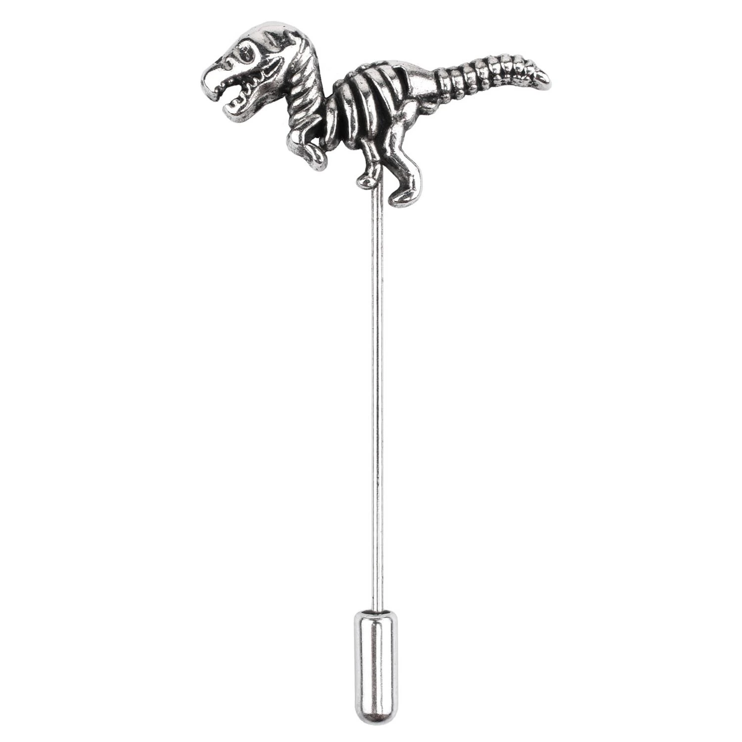 Velociraptor Dinosaur Silver Brass Lapel Pin for Men