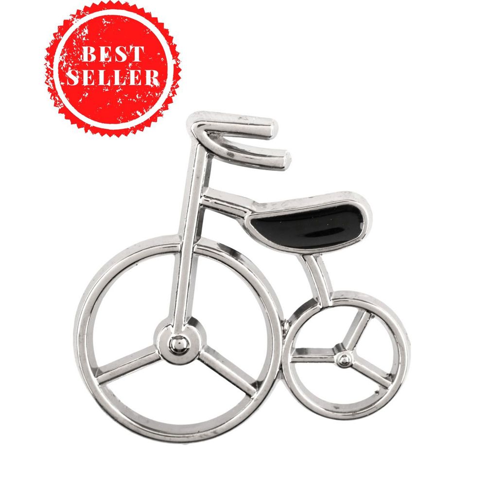 Mini Old Bicycle Silver Brass Lapel Pin for Men