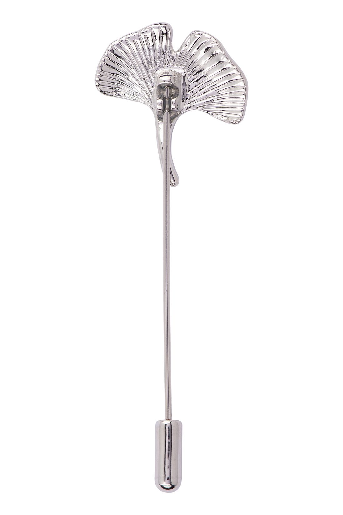 Filigree Ginkgo Leaf Silver Brass Lapel Pin for Men