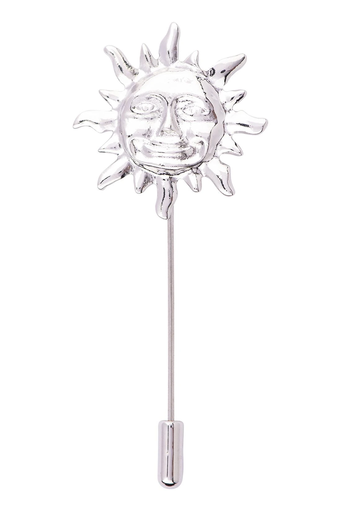 Sun Silver Metal Brass Lapel Pin for Men