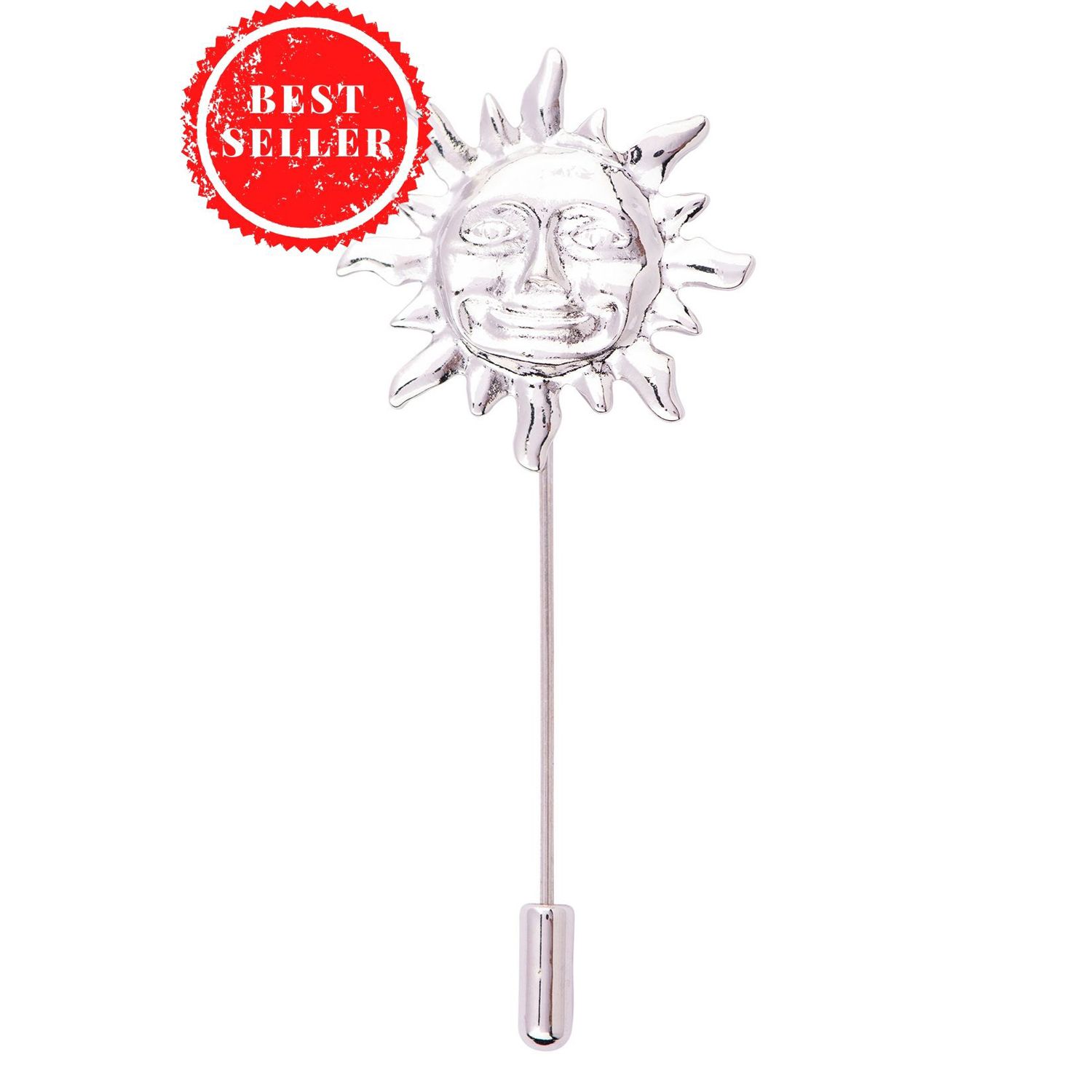 Sun Silver Metal Brass Lapel Pin for Men