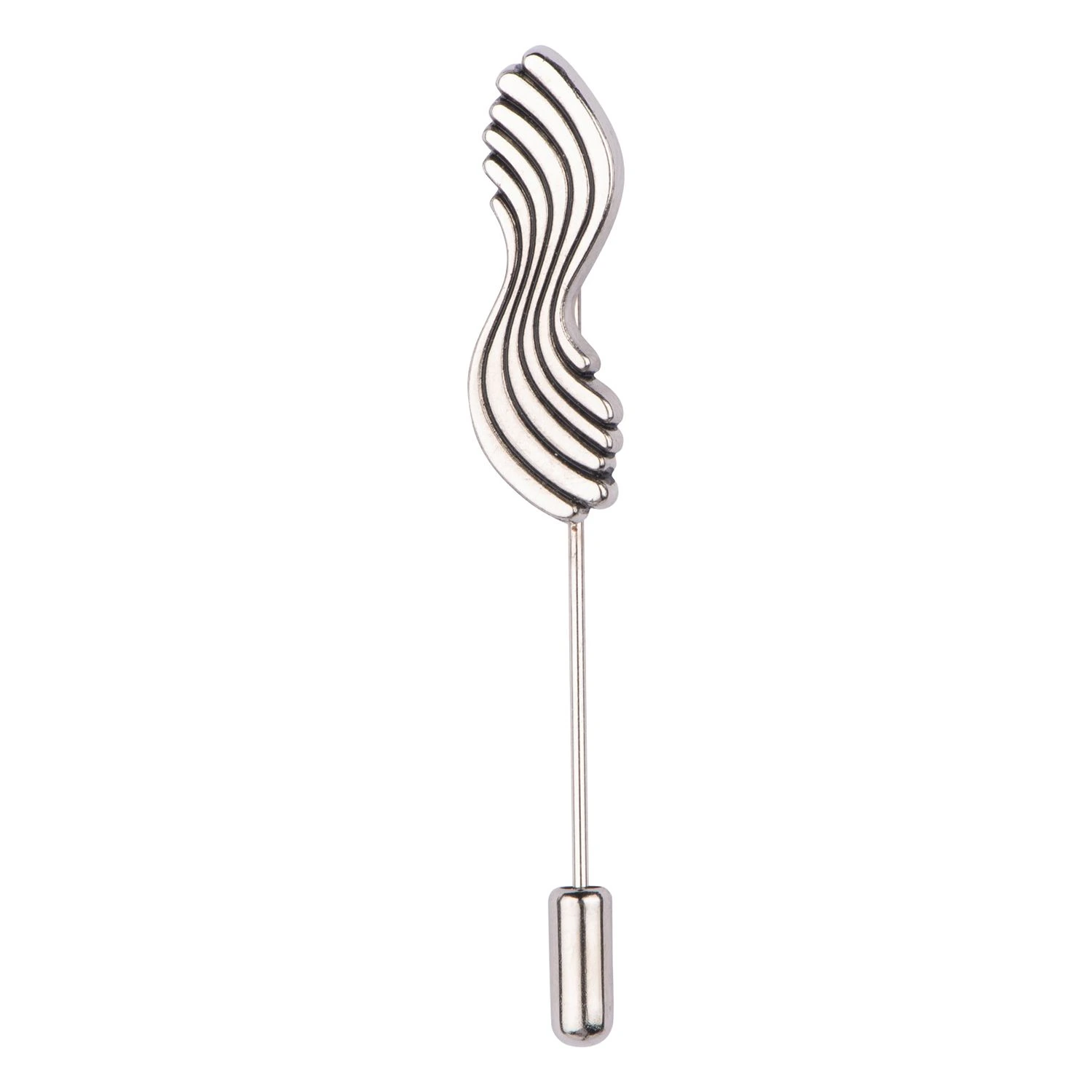 Silver Wave Metal Brass Lapel Pin for Men