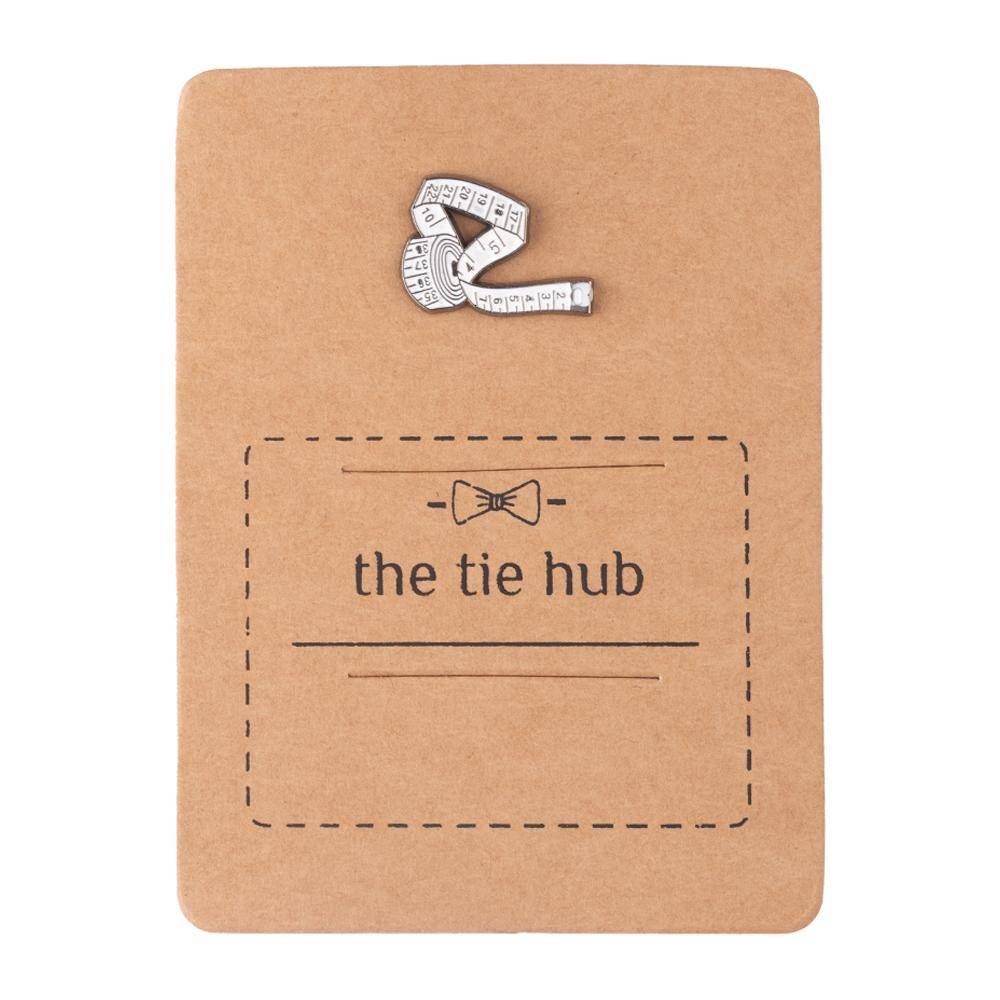 White Measuring Tape Brass Lapel Pin for Men