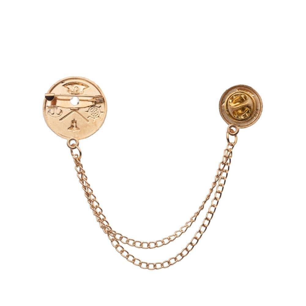 White Ship Sailor Chain Lapel PIn Brass Lapel Pin for Men