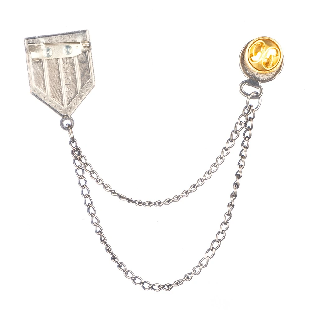 King Brooch with Watch Gunmetal Chain Lapel Pin Brass Lapel Pin for Men