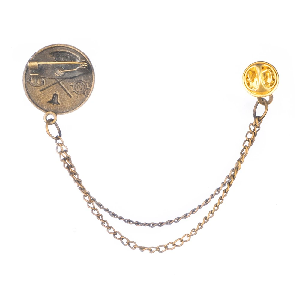 Black Ship Sailor Chain Lapel PIn Brass Lapel Pin for Men